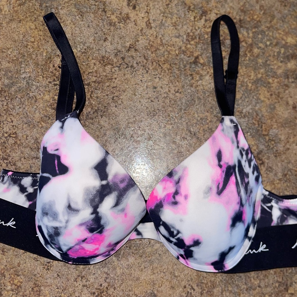 PINK Victorias Secret Bra Tie Dye Women 32A, Wear Everywhere Super Push-up